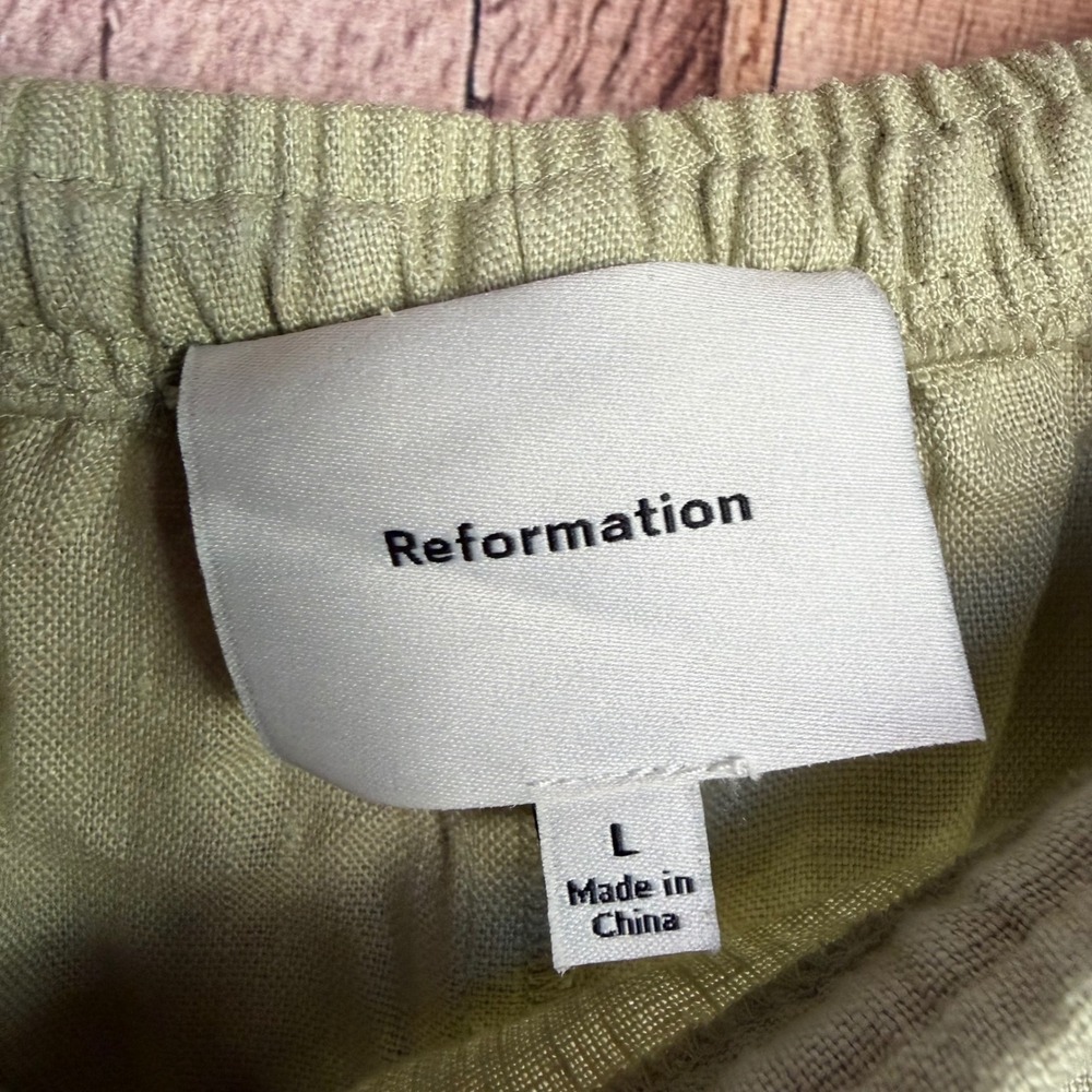 Reformation Olina Linen Pants Dried Herb Wide Leg Coastal Minimalist Size Large - Picture 7 of 8